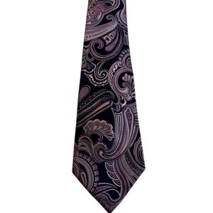 Geoffrey Beene Purple Navy Blue Paisley Tie